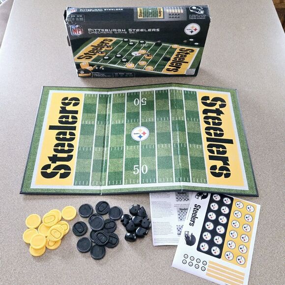 NFL Pittsburgh Steelers Checkers Board Game Set Open Box Complete New Tailgating - Picture 1 of 11